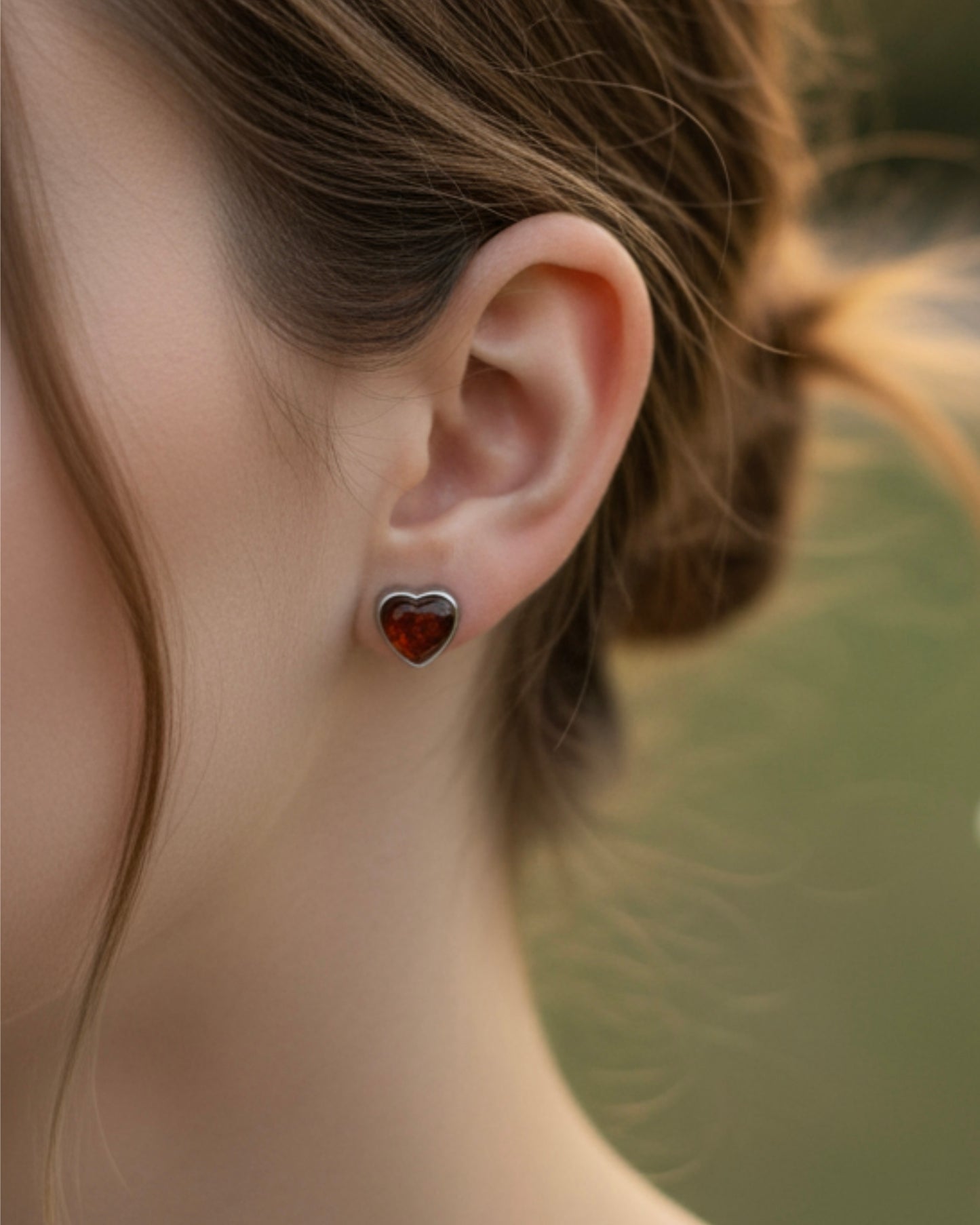 Akik Taşlı 925 Ayar Gümüş Küpe.