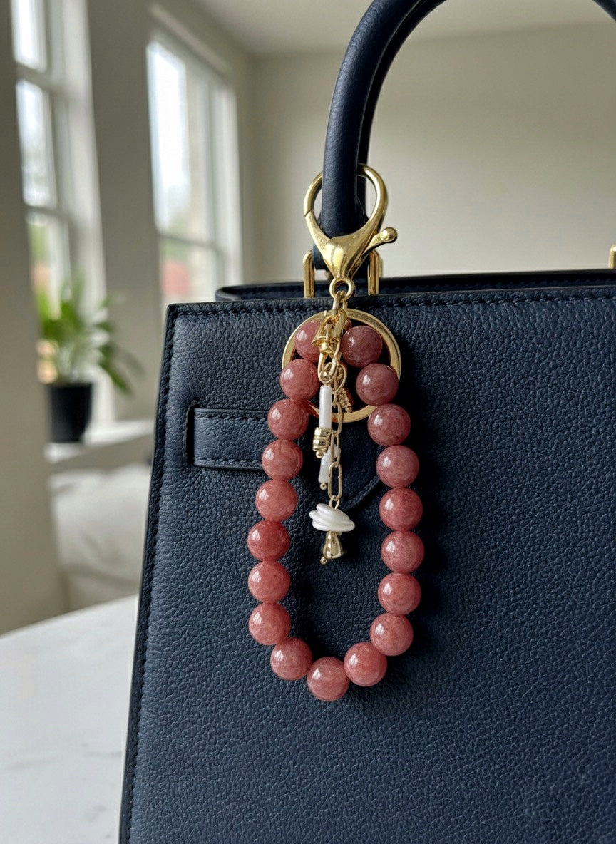 Akik Taşlı Anahtarlık Ve Çanta Süsü Gold N0.52