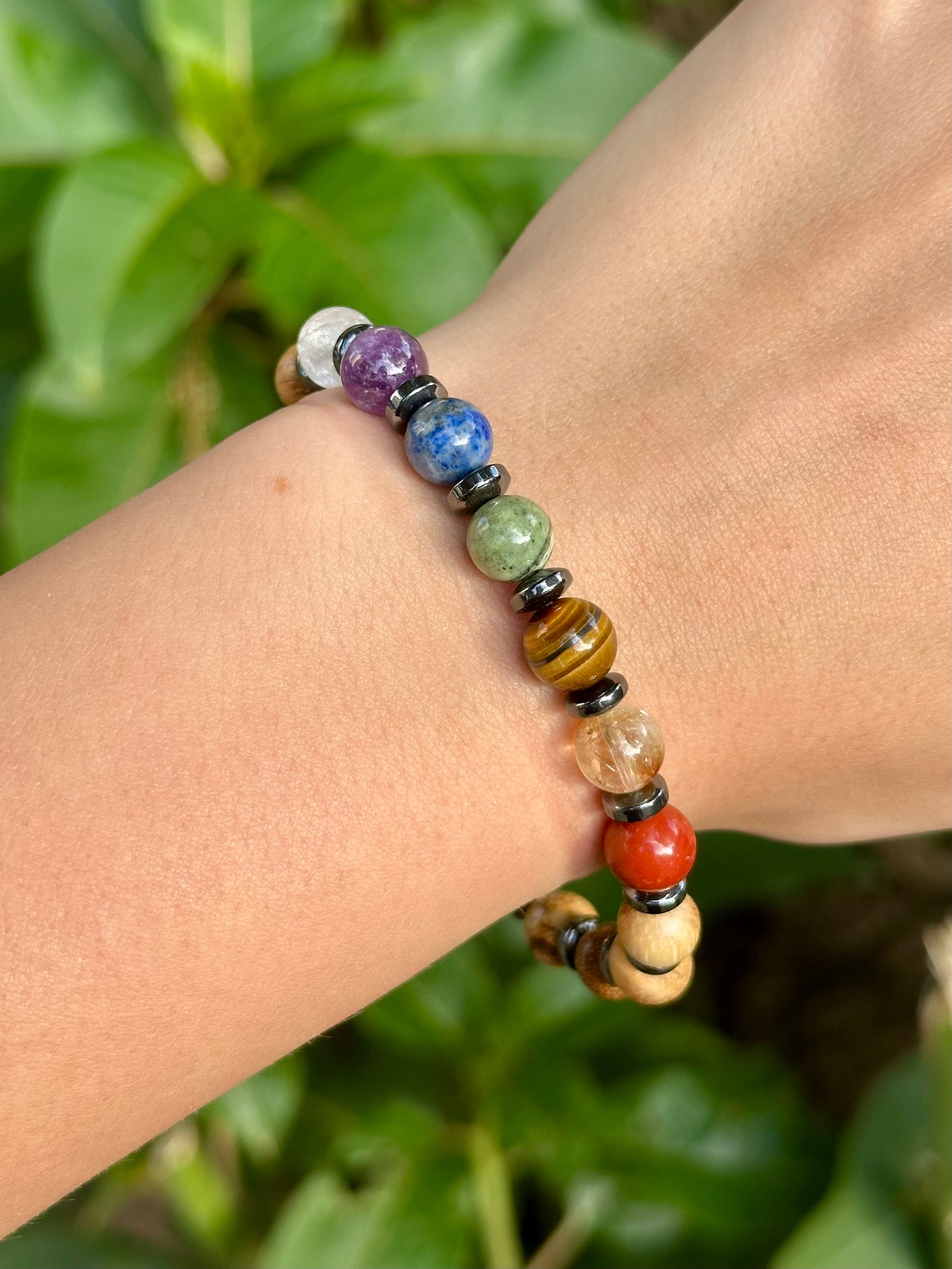 7 Çakra + Rudraska Tohumu Doğal Taş Bileklik N0.35