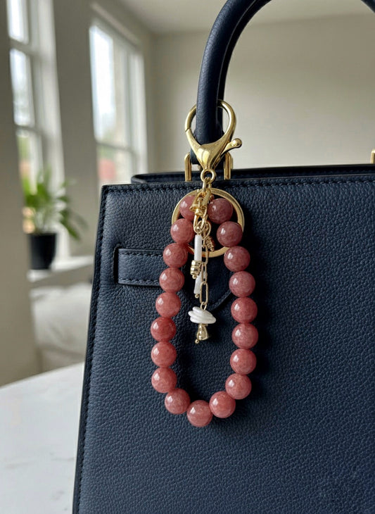 Akik Taşlı Anahtarlık Ve Çanta Süsü Gold N0.52