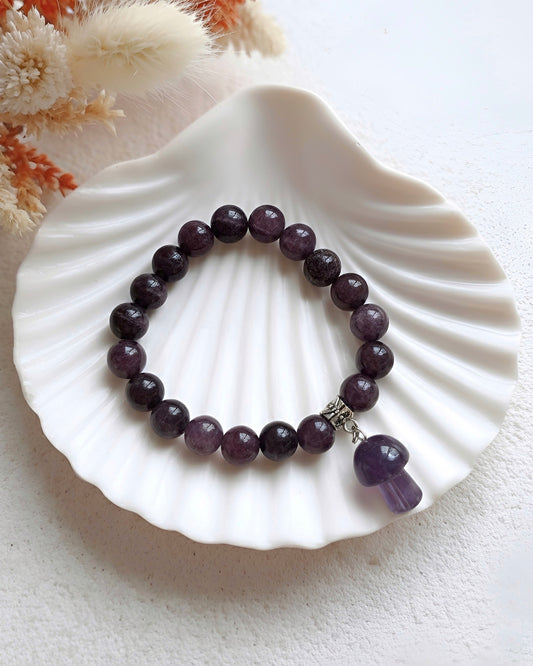 Charmlı Ametist Doğal Taş Bileklik N0.24