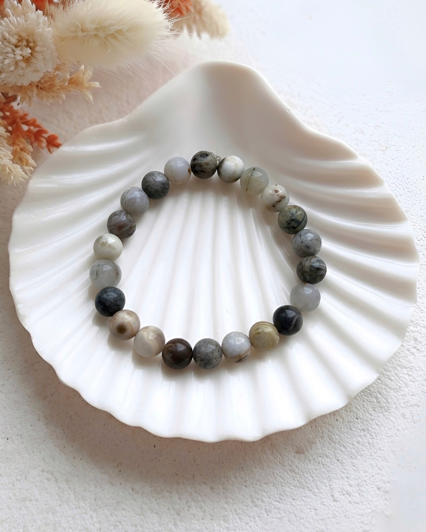 Shale - Akik 8 Mm Doğal Taş Bileklik N0.40