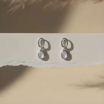 Ay Taşlı 925 Ayar Gümüş Küpe