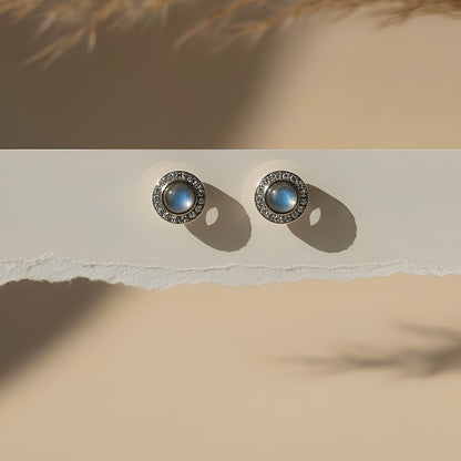 Labradorit Taşlı 925 Ayar Gümüş Küpe .