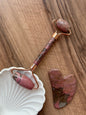 Rodonit Doğal Taş Gua Sha & Roller Seti .